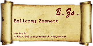 Beliczay Zsanett névjegykártya